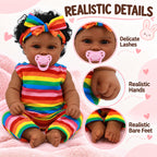TOLIKE 20-Inch Reborn Baby Doll with Rainbow Outfit & Bow