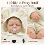 TOLIKE 18-Inch Sleeping Reborn Baby Doll in Bunny Hooded Romper