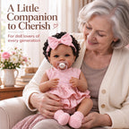 TOLIKE 18-Inch Curly-Hair Reborn Baby Doll in Pink Ruffle Outfit