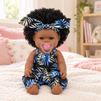 TOLIKE 14-Inch Curly Hair Baby Doll – Blue Leaf Outfit & Accessories