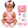 TOLIKE 18-Inch Curly-Hair Reborn Baby Doll in Pink Ruffle Outfit
