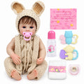 TOLIKE 18-Inch Reborn Baby Doll with Blue Eyes & Knit Bunny Outfit