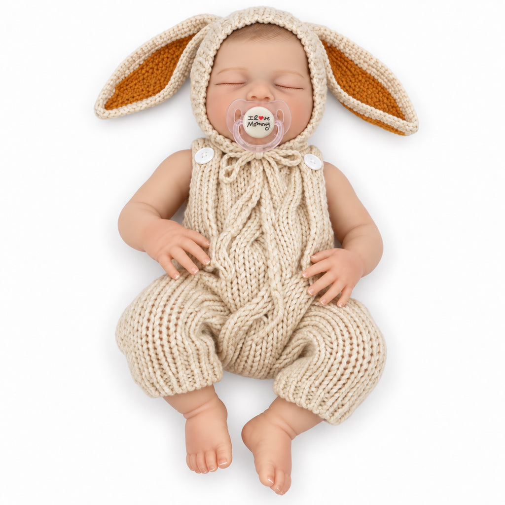 TOLIKE 18-Inch Sleeping Reborn Baby Doll in Floppy-Ear Bunny Outfit