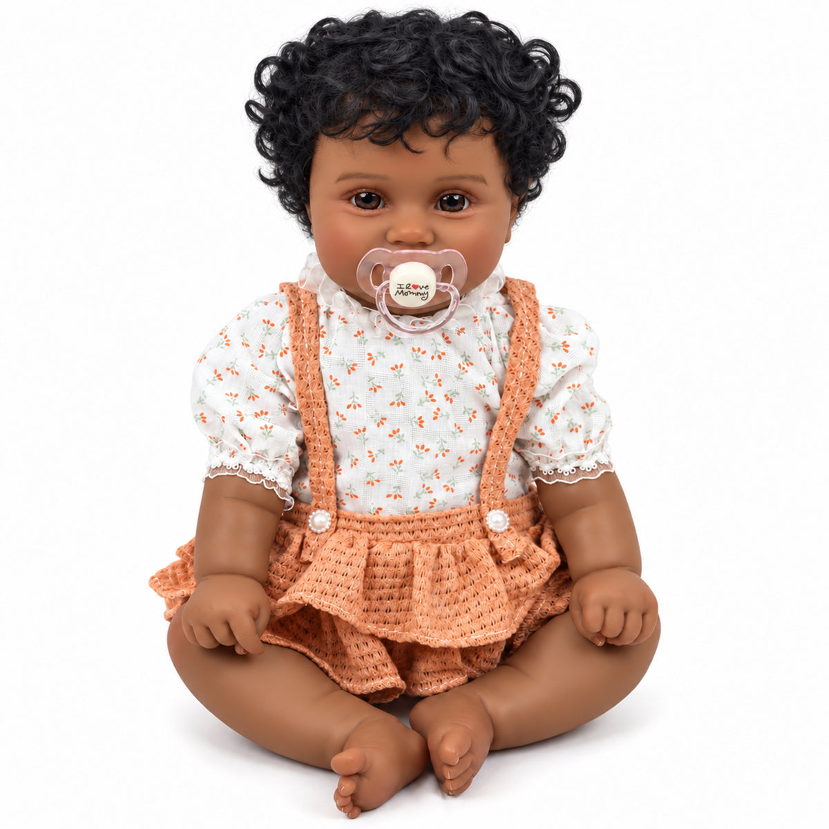TOLIKE 20-Inch Reborn Baby Doll with Curly Hair & Peach Outfit