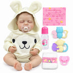 TOLIKE 18-Inch Sleeping Reborn Baby Doll in Bunny Hooded Romper