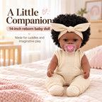 TOLIKE 14-Inch Reborn Baby Doll with Curly Hair & Accessories
