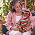 TOLIKE 20-Inch Reborn Baby Doll with Rainbow Outfit & Bow