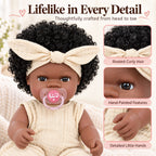 TOLIKE 14-Inch Reborn Baby Doll with Curly Hair & Accessories