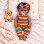 TOLIKE 20-Inch Reborn Baby Doll with Rainbow Outfit & Bow