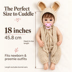 TOLIKE 18-Inch Reborn Baby Doll with Blue Eyes & Knit Bunny Outfit