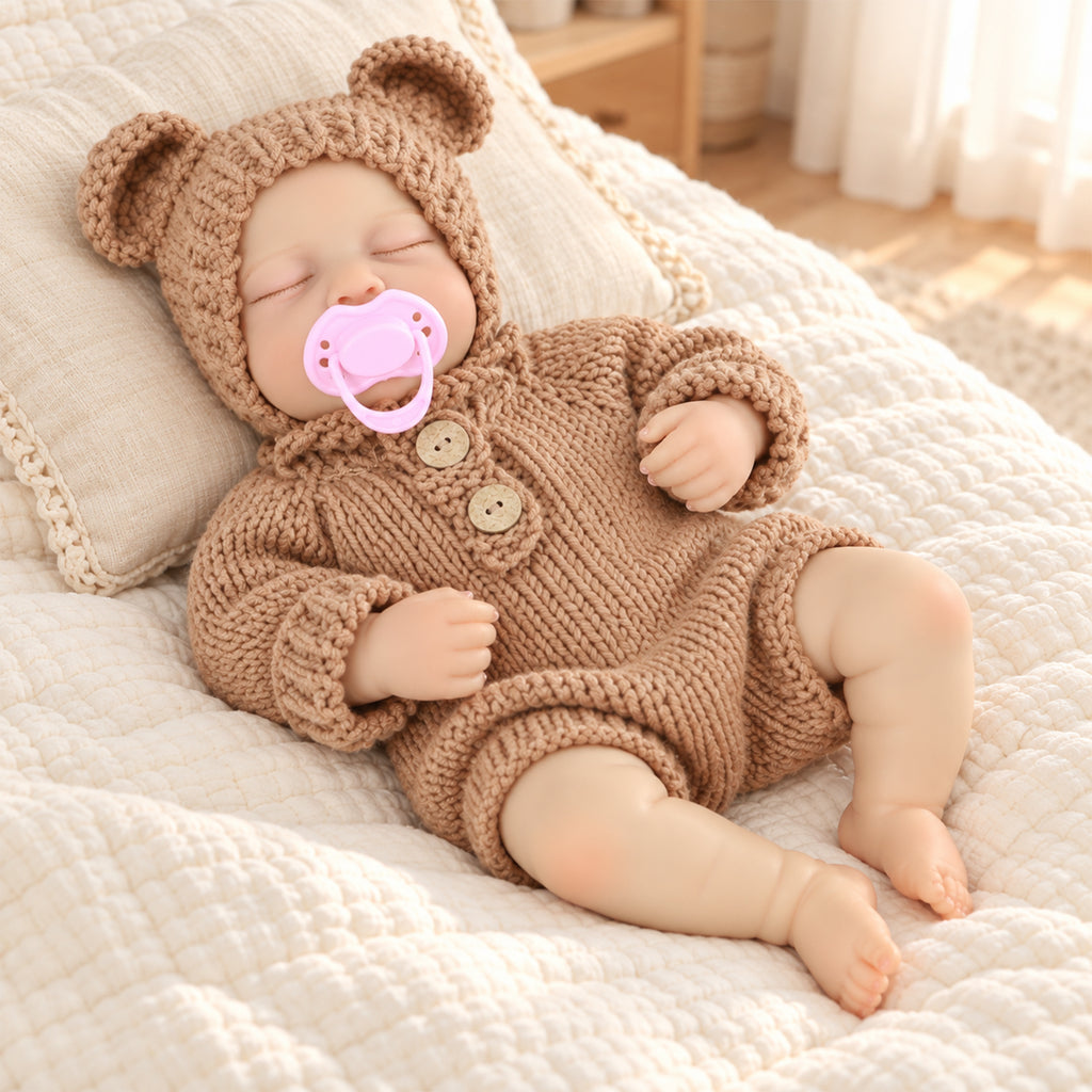 TOLIKE 18-Inch Sleeping Reborn Baby Doll in Knit Bear Outfit