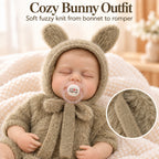 TOLIKE 18-Inch Sleeping Reborn Baby Doll in Fuzzy Knit Bunny Outfit