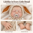TOLIKE 18-Inch Sleeping Reborn Baby Doll in Floppy-Ear Bunny Outfit