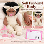 TOLIKE 14-Inch Reborn Baby Doll with Curly Hair & Accessories