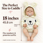TOLIKE 18-Inch Sleeping Reborn Baby Doll in Bunny Hooded Romper