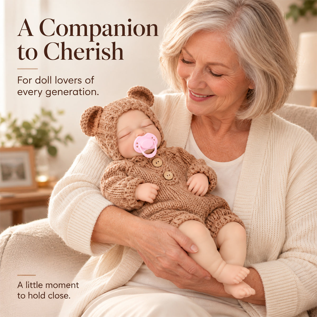 TOLIKE 18-Inch Sleeping Reborn Baby Doll in Knit Bear Outfit