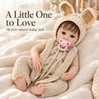 TOLIKE 18-Inch Reborn Baby Doll with Blue Eyes & Knit Bunny Outfit