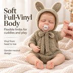 TOLIKE 18-Inch Sleeping Reborn Baby Doll in Fuzzy Knit Bunny Outfit