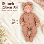 TOLIKE 18-Inch Sleeping Reborn Baby Doll in Pink Sleeper & Bow
