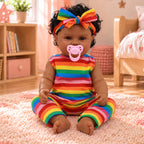 TOLIKE 20-Inch Reborn Baby Doll with Rainbow Outfit & Bow