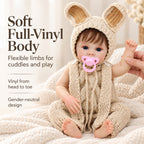 TOLIKE 18-Inch Reborn Baby Doll with Blue Eyes & Knit Bunny Outfit