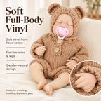 TOLIKE 18-Inch Sleeping Reborn Baby Doll in Knit Bear Outfit