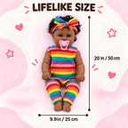 TOLIKE 20-Inch Reborn Baby Doll with Rainbow Outfit & Bow