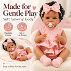 TOLIKE 18-Inch Curly-Hair Reborn Baby Doll in Pink Ruffle Outfit