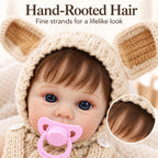 TOLIKE 18-Inch Reborn Baby Doll with Blue Eyes & Knit Bunny Outfit