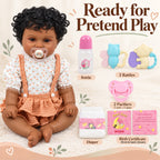 TOLIKE 20-Inch Reborn Baby Doll with Curly Hair & Peach Outfit