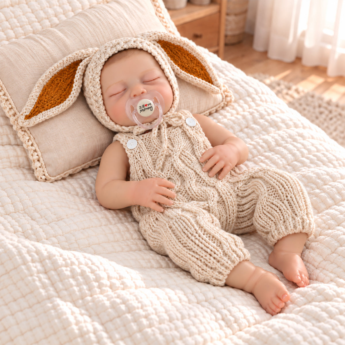 TOLIKE 18-Inch Sleeping Reborn Baby Doll in Floppy-Ear Bunny Outfit