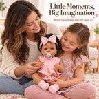 TOLIKE 18-Inch Curly-Hair Reborn Baby Doll in Pink Ruffle Outfit