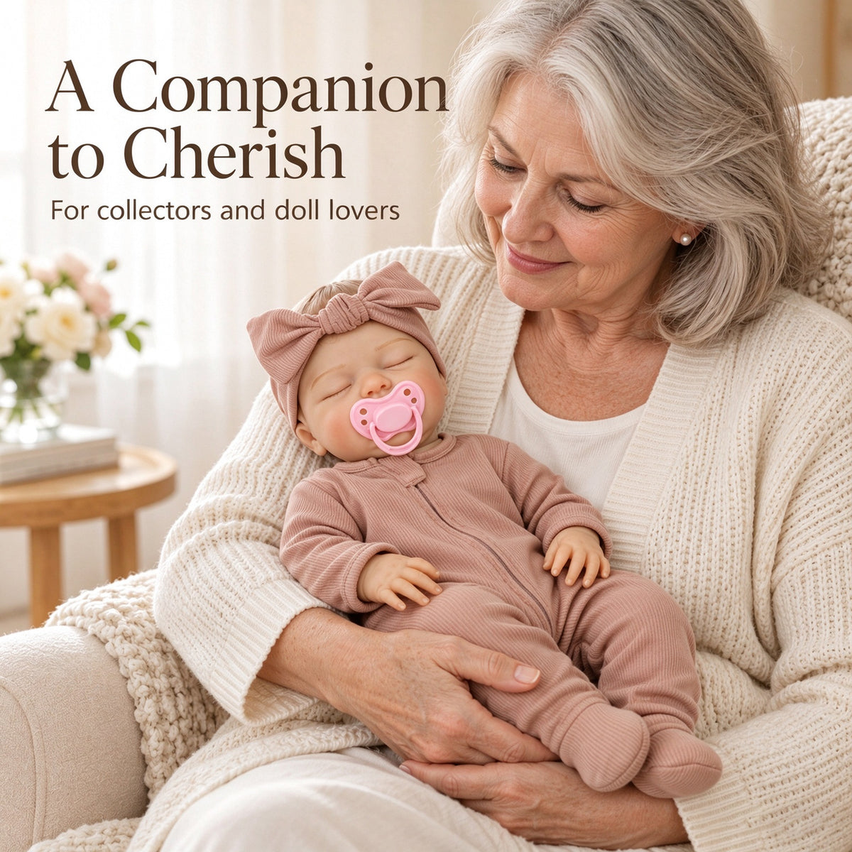 TOLIKE 18-Inch Sleeping Reborn Baby Doll in Pink Sleeper & Bow