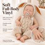 TOLIKE 18-Inch Sleeping Reborn Baby Doll in Floppy-Ear Bunny Outfit