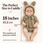 TOLIKE 18-Inch Sleeping Reborn Baby Doll in Fuzzy Knit Bunny Outfit