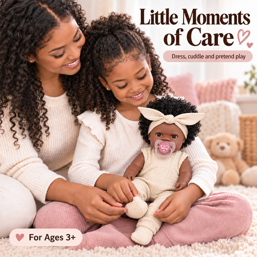 TOLIKE 14-Inch Reborn Baby Doll with Curly Hair & Accessories