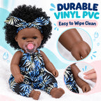 TOLIKE 14-Inch Curly Hair Baby Doll – Blue Leaf Outfit & Accessories