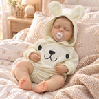 TOLIKE 18-Inch Sleeping Reborn Baby Doll in Bunny Hooded Romper