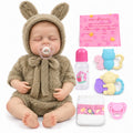 TOLIKE 18-Inch Sleeping Reborn Baby Doll in Fuzzy Knit Bunny Outfit