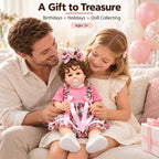 TOLIKE 22-Inch Reborn Baby Doll with Brown Curls & Floral Dress