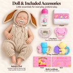 TOLIKE 18-Inch Sleeping Reborn Baby Doll in Floppy-Ear Bunny Outfit