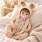 TOLIKE 18-Inch Reborn Baby Doll with Blue Eyes & Knit Bunny Outfit